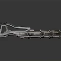Futuristic Sci Fi Weapon With Metallic Structure And Red Accents Design 3d model