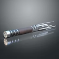 Lightsaber Weapon With Textured Wooden Handle And Shiny Metal Components Design