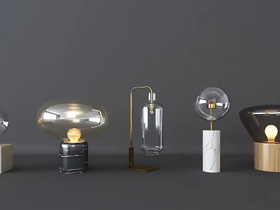Modern Decorative Table Lamps With Glass Metal Marble And Wooden Bases For Home Decor 3d model