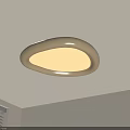 Modern Oval Flush Mount Ceiling Light With Soft Warm Glow In Interior Room 3d model