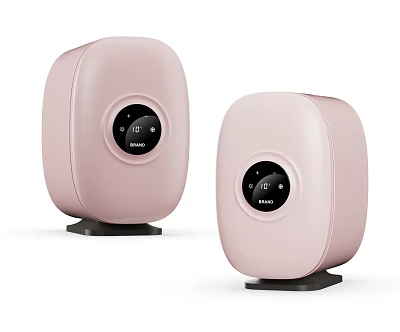 Stylish Pink Refrigerator Freezer With Black Base Round Control Panel And Temperature 3d model