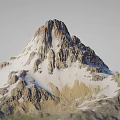 Garden Landscape Showcasing Snow Capped Rocky Peak Clear Rock Textures And Green Foot Vegetation