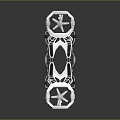 Advanced Futuristic White Black Mechanical Frame With Green Accent Wheels And Geometric Design
