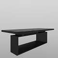 Modern Minimalist Black Desk With Sleek Surface And Open Shelf Base 3d model
