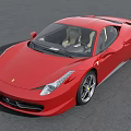Red Ferrari Sports Car With Sleek Aerodynamic Body And Silver Alloy Wheels