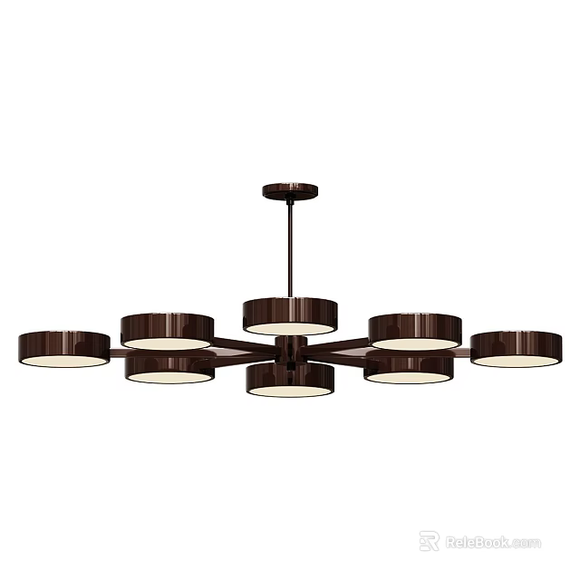 Sleek Modern Ceiling Light With Multiple Circular Rings And Dark Finish Design 3d model