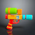 Colorful Toy Weapon With Green Orange Yellow Red Blue And Dolphin Logo Design