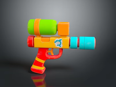 Colorful Toy Weapon With Green Orange Yellow Red Blue And Dolphin Logo Design 3d model