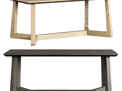Modern Light Wooden Dining Table With Geometric Legs And Solid Wood Construction 3d model