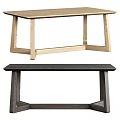 Modern Light Wooden Dining Table With Geometric Legs And Solid Wood Construction