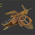 Orange Sci Fi Aircraft Model With Rotors Wings And Cockpit Design 3d model