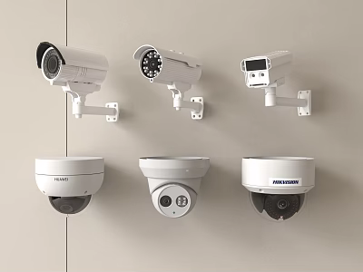 Projection Monitoring Security Cameras With Bullet And Dome Types For Surveillance 3d model