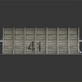 Arched Roof Industrial Building With Concrete Walls Windows Roll Up Door And Green Door