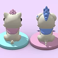 Children's Cute Cartoon Dog And Cat Toys With Hair Sunglasses On Pink Blue Bases