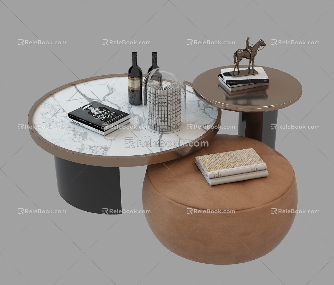 Living room coffee table combination 3d model