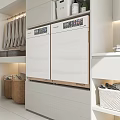 Bathroom Cabinet Rack With Touchfish White Appliances Control Panel And Hanging Towels 3d model