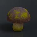 Vibrant Purple Mushroom With Yellow Intricate Patterns On Cap And Stem