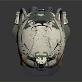 Detailed Futuristic SciFi Helmet With Transparent Visor Mechanical Orange Accents And Structural Details
