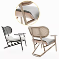 Modern Lounge Chair Designs With Rattan Backrest And Wooden Frame Details