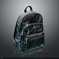 Stylish Teal Shiny Backpack With Zipper Pockets And Brand Logo Design Detail