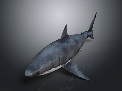 Realistic 3D Model of Grey Shark with Sharp Fins and Sleek Body 3d model