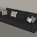 Black Leather Sectional Sofa With Multiple Patterned Pillows In Modern Style 3d model