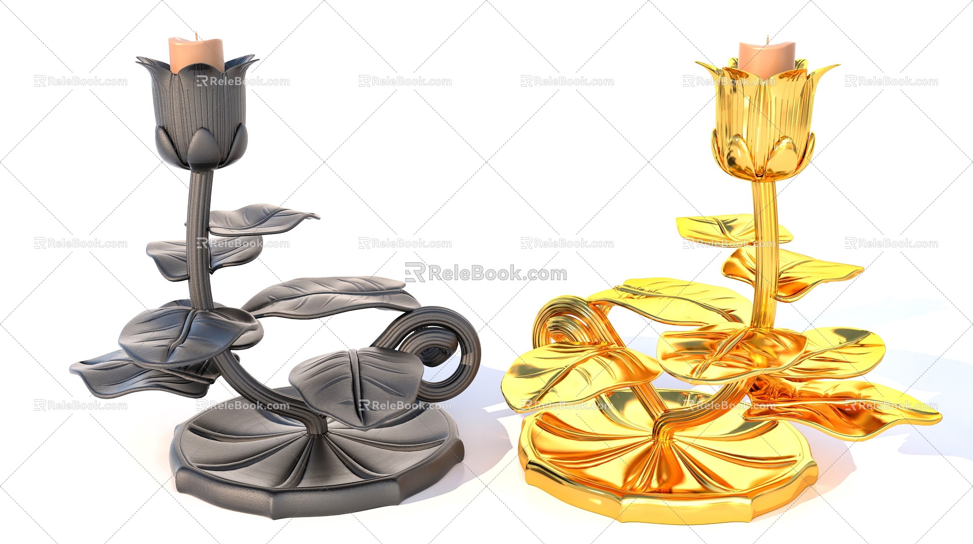 Lotus Lotus Leaf Decorative Candlestick 3d model