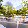 Park Landscape Design With Seating Areas People Activities And Greenery