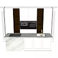 Elegant Modern Kitchen Interior With White Cabinets Marble Countertop And Island