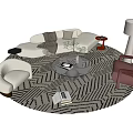 Modern White Sofa And Coffee Table Set With Geometric Rug Accent Chairs And Floor Lamp