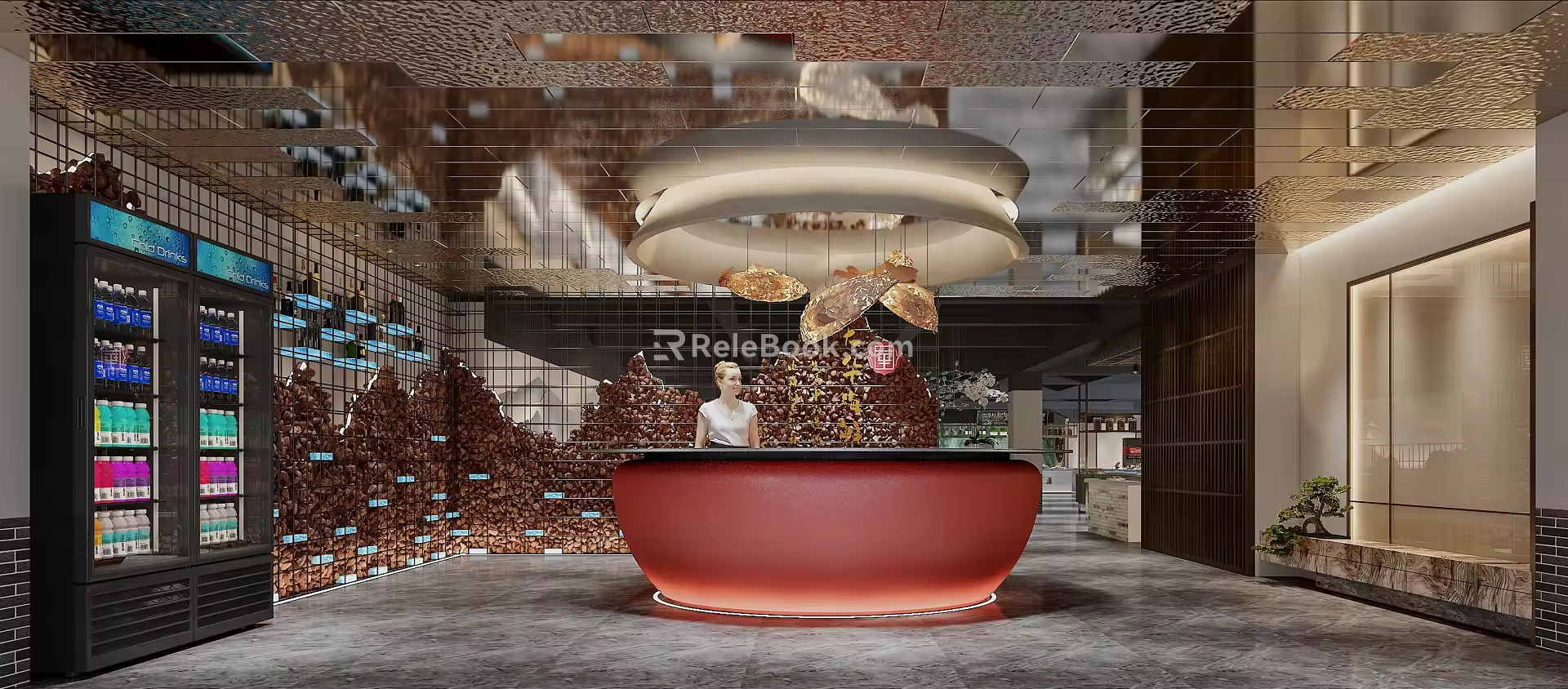 Modern Front Desk Restaurant Reception Front Desk 3d model