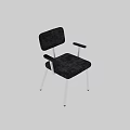 Modern Single Chair With Black Fabric Seat Backrest And White Metal Frame Armrests
