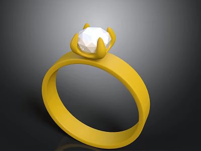 Stylish Yellow Ring with White Gemstone and Elegant Setting for Daily Accessory Use 3d model