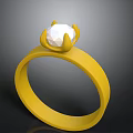 Stylish Yellow Ring with White Gemstone and Elegant Setting for Daily Accessory Use 3d model