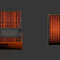Orange And Black Cable Spools With Sharp Label On White Background