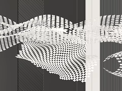 Black and White Geometric Wave Shaped Grid Pattern Chandelier Design For Modern Interior 3d model