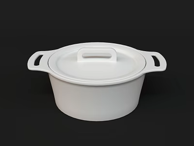 White Ceramic Cookware Set With Lid And Double Handles For Kitchen Use 3d model