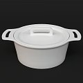 White Ceramic Cookware Set With Lid And Double Handles For Kitchen Use 3d model
