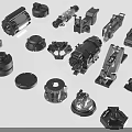 Industrial Equipment Display With Different Types Of Mechanical Components And Machine Parts