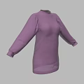Fashionable Purple High Neck Long Sleeve Loose Fit Knit Top Front Back View