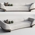 Modern Multi-Person Sofa Flannel Multi-Person Sofa Three-Person Sofa 3d model