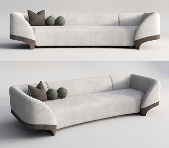 Modern Multi-Person Sofa Flannel Multi-Person Sofa Three-Person Sofa 3d model