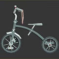Pastel Blue Children's Tricycle With Red Handlebars Streamers White Seat And Pedals