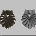 Ornate Carved Scallop Shaped Decorative Pieces with Gold and Silver Textures Design