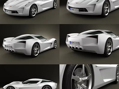 White Sports Car Showcasing Sleek Aerodynamic Body And Alloy Wheels Design 3d model