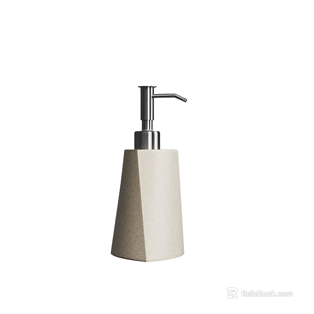 Modern Bathroom Accessories Beige Stone Soap Dispenser with Elegant Pump Design 3d model 