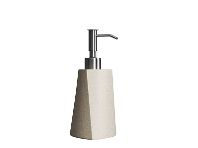 Modern Bathroom Accessories Beige Stone Soap Dispenser with Elegant Pump Design 3d model