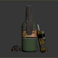 Green Bottle Shaped Weapon With Leather Wrap And Circular Device 3d model