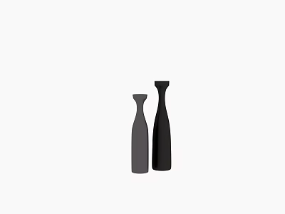 Modern Minimalist Decorative Ornament Set With Two Black And Gray Bottles For Home Shelf Decor 3d model