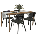 Modern Dining Table and Chair Combination Solid Wood Bar Dining Table and Chair 3d model